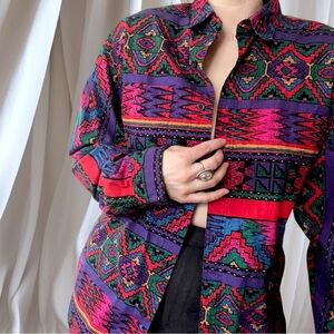 SOLD Vibrant Geometric Western Pattern Shirt